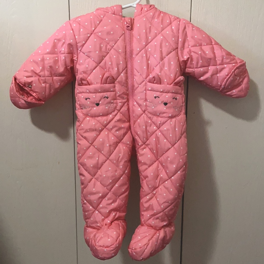 Carter’s Pink & White Polka Dot Bunting Snowsuit
